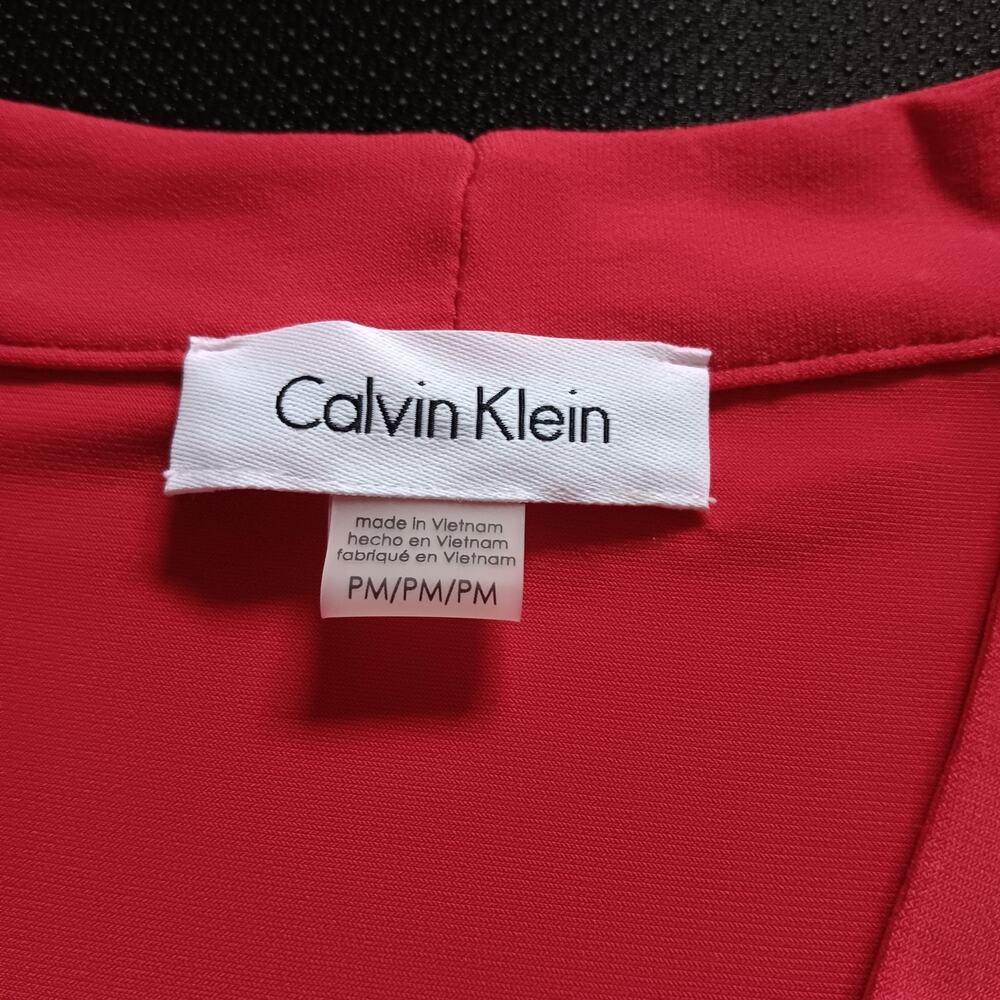 Calvin Klein Women's Sleeveless V-Neck Top Career Tank Petite Med Rose Red - Picture 3 of 7